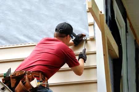work in progress of siding installation job